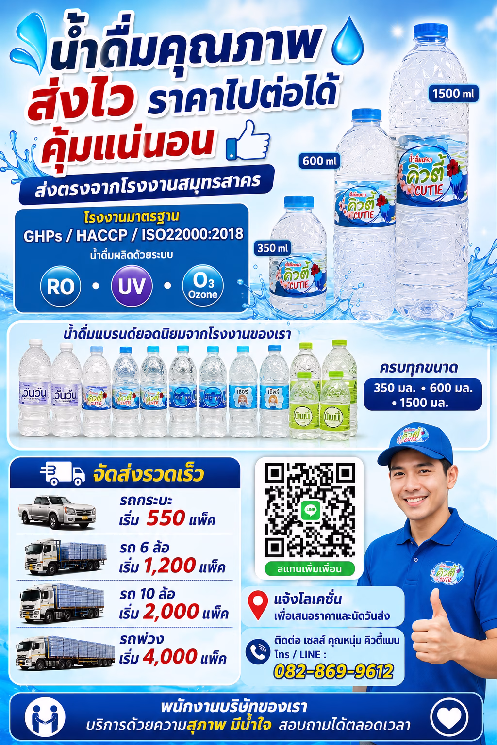 น้ำดื่มคิวตี้ น้ำดื่มขายดีสมุทรสาคร